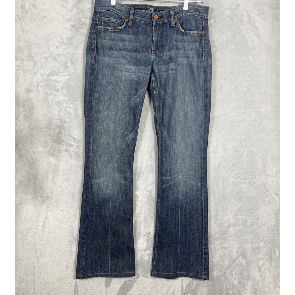 7 For All Mankind Bootcut Jeans Womens 29 Blue Med Wash Low Rise Stretch Y2K USA